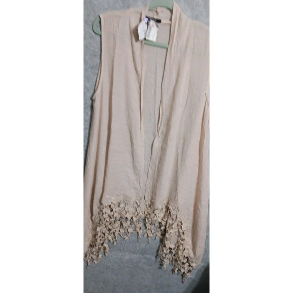 Adorn Ivory Beige Lace Embroidered Kimono Duster Boho Festival Sz XL Beach NWOT